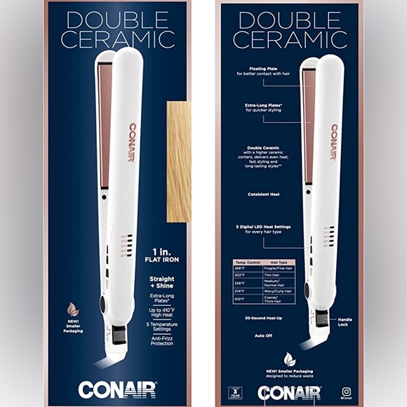 Conair Double Ceramic Flat Iron, 1-inch - Picture 1 of 2